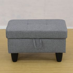 Grey Linen Living Room Sofa Ottoman - Grey