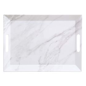 Better Homes & Gardens- Marble Print Rectangle Melamine Handled Tray - Better Homes & Gardens