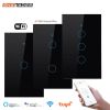 Wifi Smart Light Switch Glass Screen Touch Panel Voice Control Wireless Wall Switches Remote with Alexa Google Home 1/2/3/4 Gang Black Color - 3