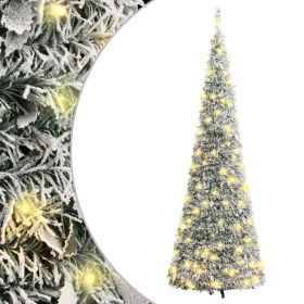 Artificial Christmas Tree Pop-up Flocked Snow 100 LEDs 59.1" - White