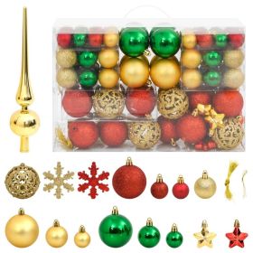 112 Piece Christmas Bauble Set Red / Green / Gold Polystyrene - Multicolour