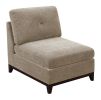 Modular Living Room Furniture Armless Chair Camel Chenille Fabric 1pc Cushion Armless Chair Couch Exposed Wooden base - as Pic