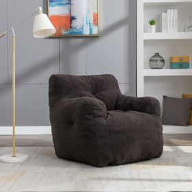 Soft Tufted Foam Bean Bag Chair With Teddy Fabric Dark Gray - as Pic