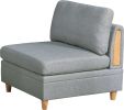 Living Room Furniture Armless Chair Light Grey Dorris Fabric 1pc Cushion Armless Chair Wooden Legs - as Pic