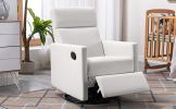 Modern Upholstered Rocker Nursery Chair Plush Seating Glider Swivel Recliner Chair, Beige - as Pic