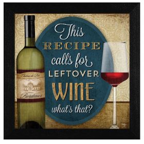 "Leftover Wine" By Mollie B., Printed Wall Art, Ready To Hang Framed Poster, Black Frame - as Pic