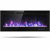 50 Inch Recessed Electric Insert Wall Mounted Fireplace with Adjustable Brightness - black