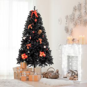 7.5ft 2500 Branches Without Lights Without Pine Cones Tied Tree Structure Christmas Tree Black - as picture