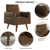 Accent Chair Modern PU Leather, Cozy Reading Armchair, Wood Legs-Wood Grain, for Adult - as Pic