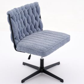 Armless Office Desk Chair No Wheels, BLUE - as Pic