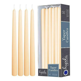 Hyoola 10" Cream Dripless Taper Candles Unscented Paraffin Wax with Cotton Wicks, 12-Pack - Hyoola