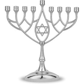 Traditional Classic Geometric Hanukkah Menorah 9" Silver Plated Chanukah Candle Minorah Fits Standard Hanukah Candles by Zion Judaica - Zion Judaica