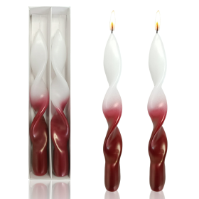 FCMSHAMD 8.8'' White Red Taper Candles - Unscented Dripless (2 Pack) - FCMSHAMD