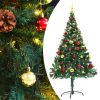 Artificial Pre-lit Christmas Tree with Baubles Green 5 ft - Green