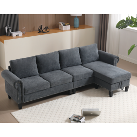 [NEW ARRIVED] [VIDEO PROVIDED]Convertible Sectional Sofa with Storage,L-shaped sofa,Four-seater sofa