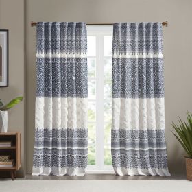 Cotton Printed Curtain Panel with Chenille detail and Lining - as Pic