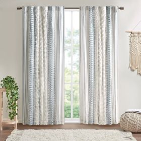 Cotton Printed Curtain Panel with Chenille Stripe and Lining - as Pic