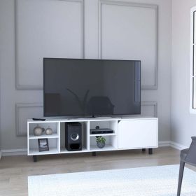 TV Stand for TV¬¥s up 70" Estocolmo, Four Open Shelves, White Finish - White