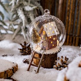 Christmas Microlandscape Glass Ball Lob Ball Christmas Tree Decorations Light Up Ball Christmas Decorative Lights LED Lights - B