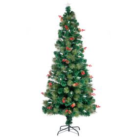 7.5ft Pre-Lit Fiber Optical Christmas Tree with Colorful Lights and 300 Branch Tips - as picture