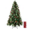 6.5ft Pre-Lit Artificial Flocked Christmas Tree with 350 LED Lights&1200 Branch Tips,Pine Cones& Berries - as picture