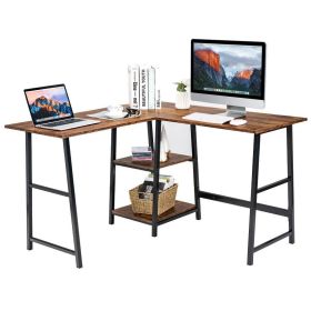 Home Office Workstation Corner Computer Desk  - Brown C