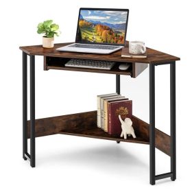 Home Office Workstation Corner Computer Desk  - Brown A