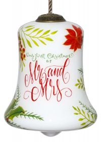 Mr. & Mrs. First Christmas Hand Painted Glass Hanging Ornament - 1