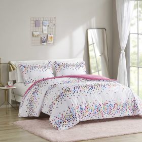 Rainbow Iridescent Metallic Dot Comforter Set - as Pic