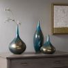 Blue and Bronze Decorative Glass Vases 3-piece set - as Pic