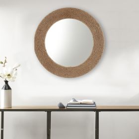 Natural Jute Rope Round Wall Mirror 26" - as Pic