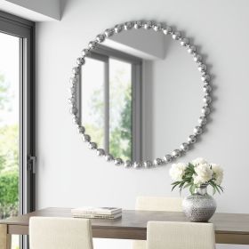 Beaded Round Wall Mirror 36"D - as Pic