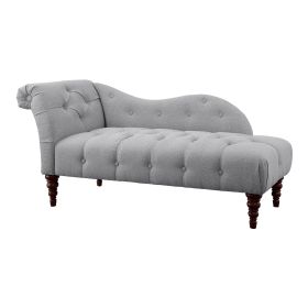 1pc Modern Traditional Chaise Button Tufted Detail Dove Gray Upholstery Style Comfort Living Room Furniture Espresso Finish Legs - as Pic