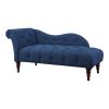 1pc Modern Traditional Chaise Button Tufted Detail Blue Upholstery Style Comfort Living Room Furniture Espresso Finish Legs - as Pic