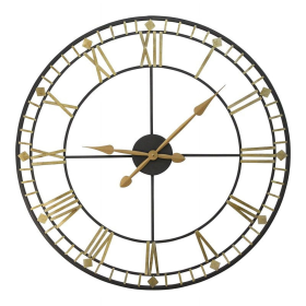 Stratton Home Decor 31.50" Oversized Industrial Austin Wall Clock in Gold - Stratton Home Decor