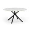 53.15" Modern Round Dining Table White Sintered Stone Tabletop with 4pcs Metal Cross Legs - as Pic