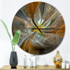 Designart 'Symmetrical Yellow Fractal Flower' Metal Wall Clock(Size 23" x 23") - Designart