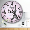 Designart 'Illustration with Paris Eiffel Tower' French Country wall clock (Size 23" x 23") - Designart