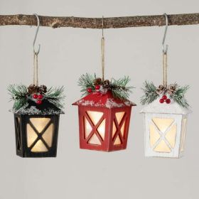 5.5"H Sullivans Lighted Lantern Ornament - Set of 3, Multicolored Christmas Ornaments - Sullivans