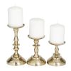 DecMode 3 Candle Gold Aluminum Pillar Candle Holder, Set of 3 - DecMode