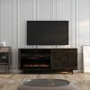 Bridgevine Home Avondale 83 Inch Electric Fireplace TV Console, for TVs up to 95 inches, Charcoal-Brown Finish - as Pic