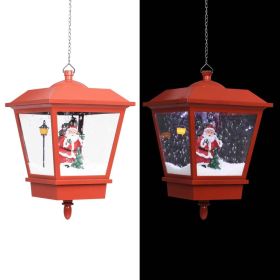 Christmas Hanging Lamp with LED Light and Santa Red 10.6"x10.6"x17.7" - Red