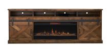 Bridgevine Home Farmhouse 93 inch Electric Fireplace TV Stand for TVs up to 100 inches, Aged Whiskey Finish - as Pic