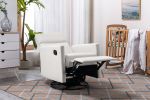 Modern Upholstered Rocker Nursery Chair Plush Seating Glider Swivel Recliner Chair, Beige - as Pic