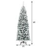 6 Feet Unlit Hinged Snow Flocked Artificial Pencil Christmas Tree with 500 Branch Tip - 6ft