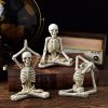 Bone Stretchers Skeletons in Yoga Poses Decorative Statue Set - Black 1