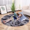 1pc, Tie-Dye Plush PV Velvet Area Rug, 62.99", American Style Round Rug, Floor Decor - Tie-dye Brown - 62.99inch