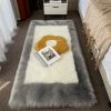 1pc, Soft and Fluffy Sheepskin Rug for Bedroom and Living Room - Non-Slip and Machine Washable Carpet for Dormitory and Room Decor - Gray + White - 23