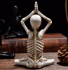 Bone Stretchers Skeletons in Yoga Poses Decorative Statue Set - Black 3