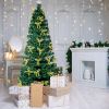 7.5ft Pre-Lit Fiber Optical Christmas Tree with Bow Shape Color Changing Led Lights&300 Branch Tips - as picture